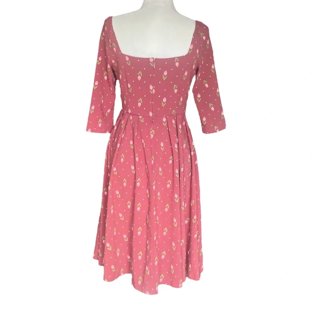 Unique Vintage Pink Floral Tulip Dress - Picture 5 of 10